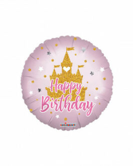 Mylar Happy Birthday Castello Principessa Tondo 18″ 1pz
