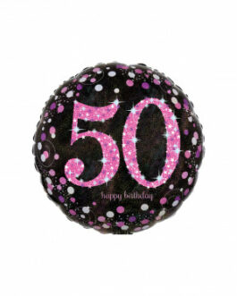 Mylar Happy Birthday 50 Pink Celebration Tondo 18″ 1pz