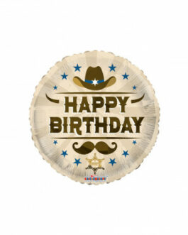Mylar Happy Birthday Cowboy Tondo 18″ 1pz